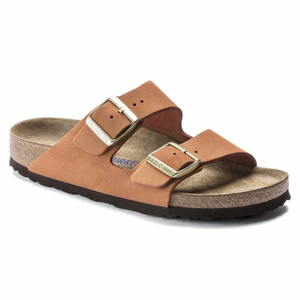 NEW BIRKENSTOCK unisex arizona nubuck soft footbed sandal in pecan